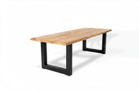Bentley 260cm oud teak | Boomstam | U poot zwart | Nova dining stoel lichtgrijs | dining tuinset 7-dlg