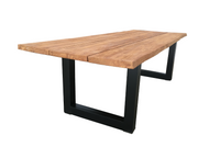 Bentley tuintafel 300cm | oud teak boomschors | U poot zwart