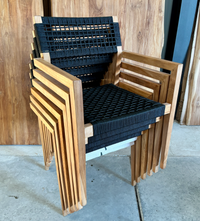 Dani dining tuinstoel stapelbaar |  teak rope zwart | afname per 6st